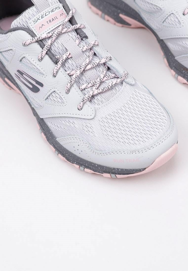 Skechers, Trekking Shoes Femme 37 EU Maille en Cuir Gris avec Bordure Rose