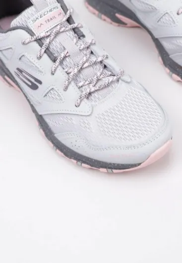 Skechers, Trekking Shoes Femme 37 EU Maille en Cuir Gris avec Bordure Rose