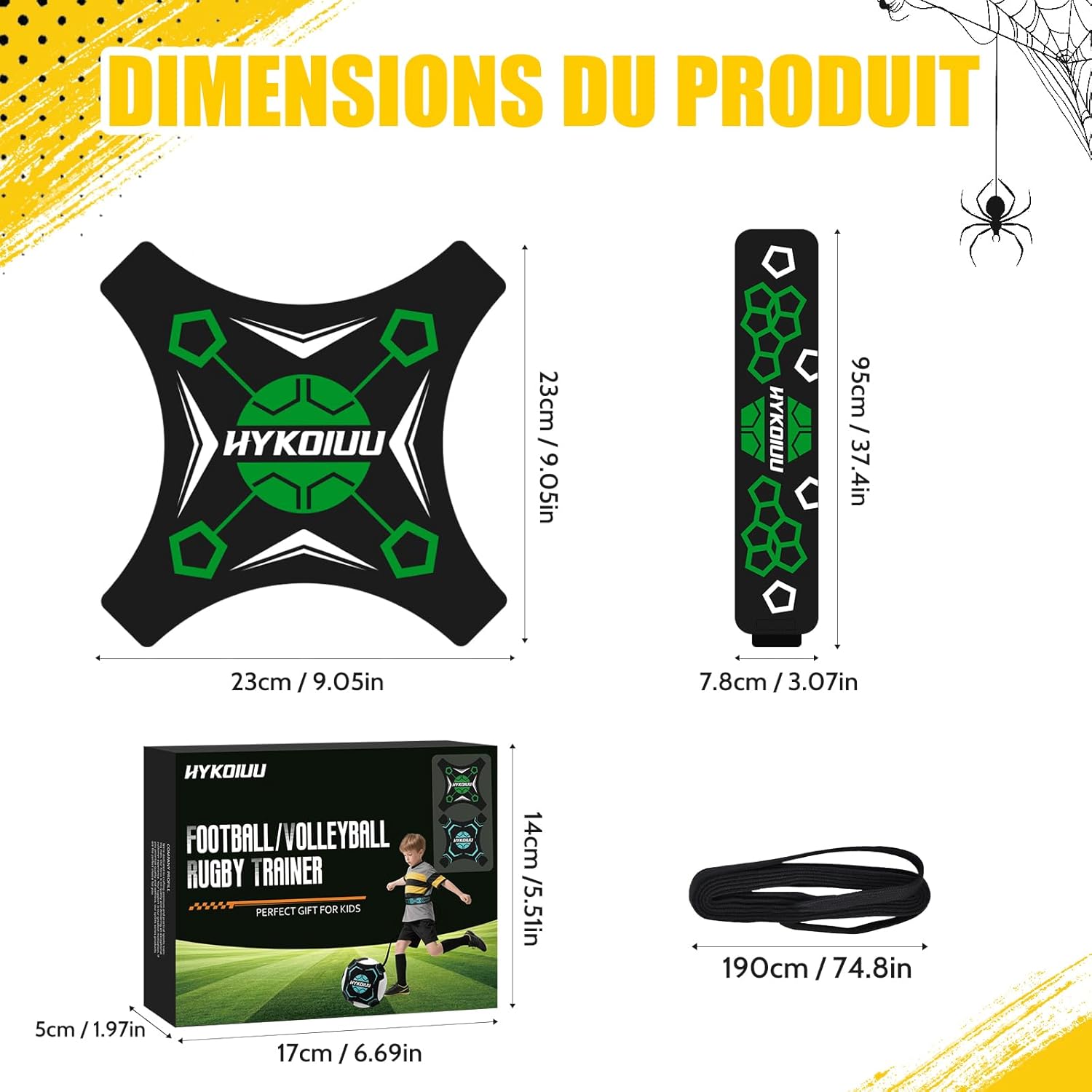 Football Kick Entraîneur Solo Entraînement Pratique de Contrôle Football Accessoire Améliorer Le contrôle du Ballon, la Passe et Le tir pour Enfants Adultes Vert