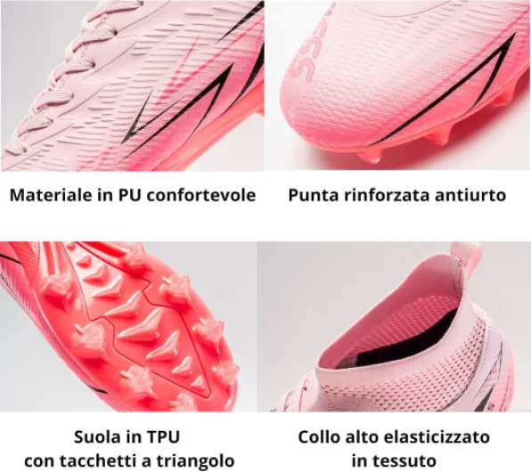 Chaussures de Football Enfants/Adolescents à Crampons – Antidérapantes, Légères et Confortables – Idéales pour Gazon Naturel et Synthétique Blanc 38 EU