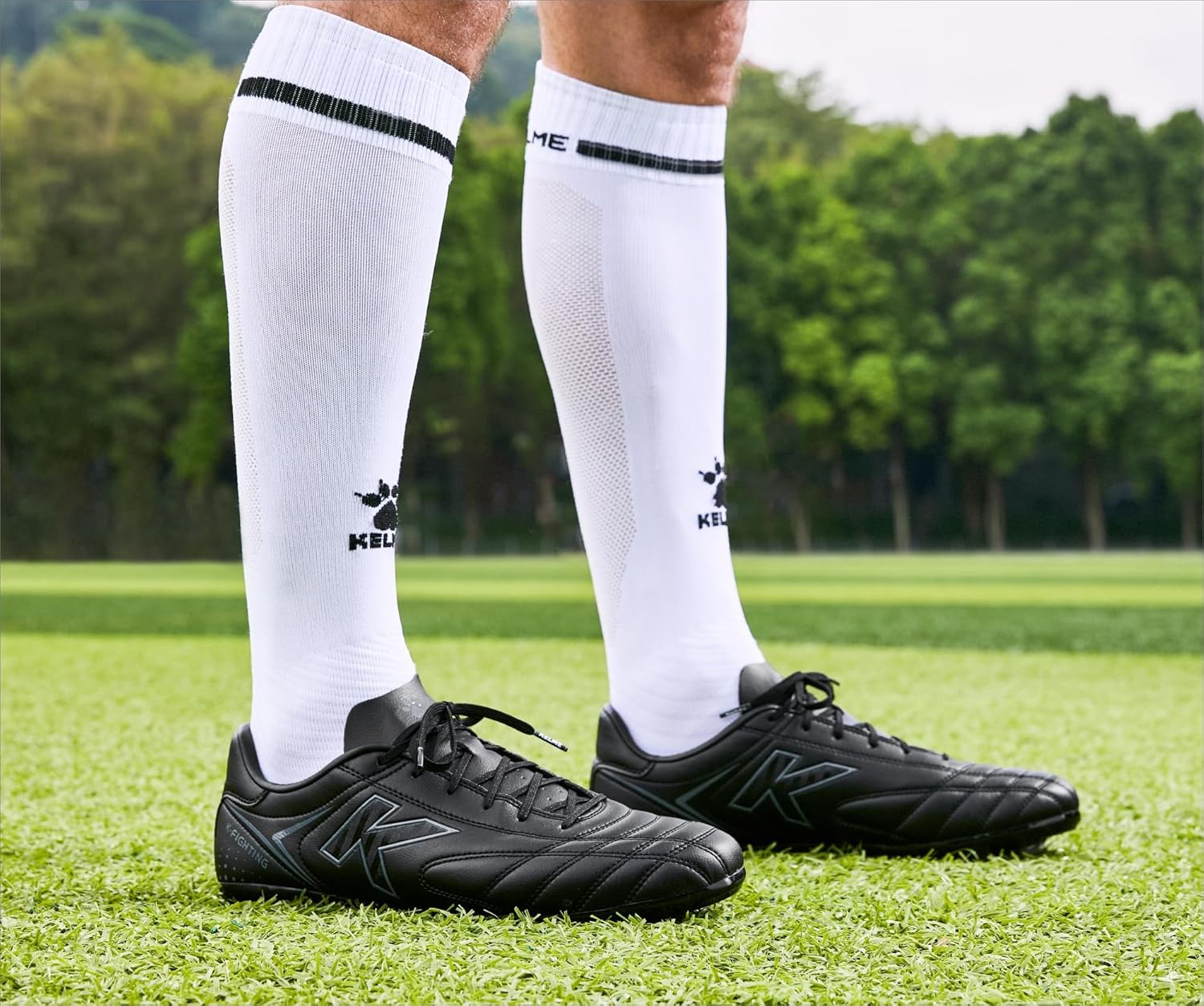 Crampons de football AG pour homme - Chaussures de football respirantes avec support de cheville, noir, 41.5 EU