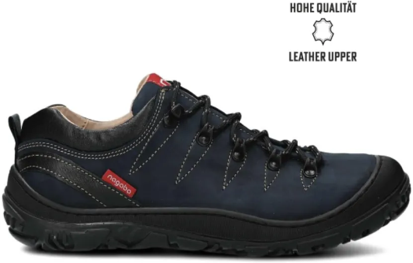Nagaba - Chaussures de randonnée - de Trekking - d’extérieur Cuir véritable, à Lacets, décontractées 39 EU Bleu Marine Cuir Naturel