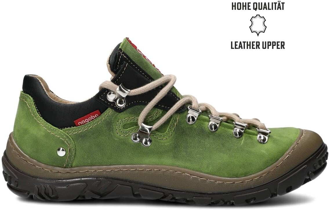 Nagaba - Chaussures de randonnée Féminin de Trekking - Outdoor véritable, à Lacets 39 EU Vert 3 Cuir Naturel