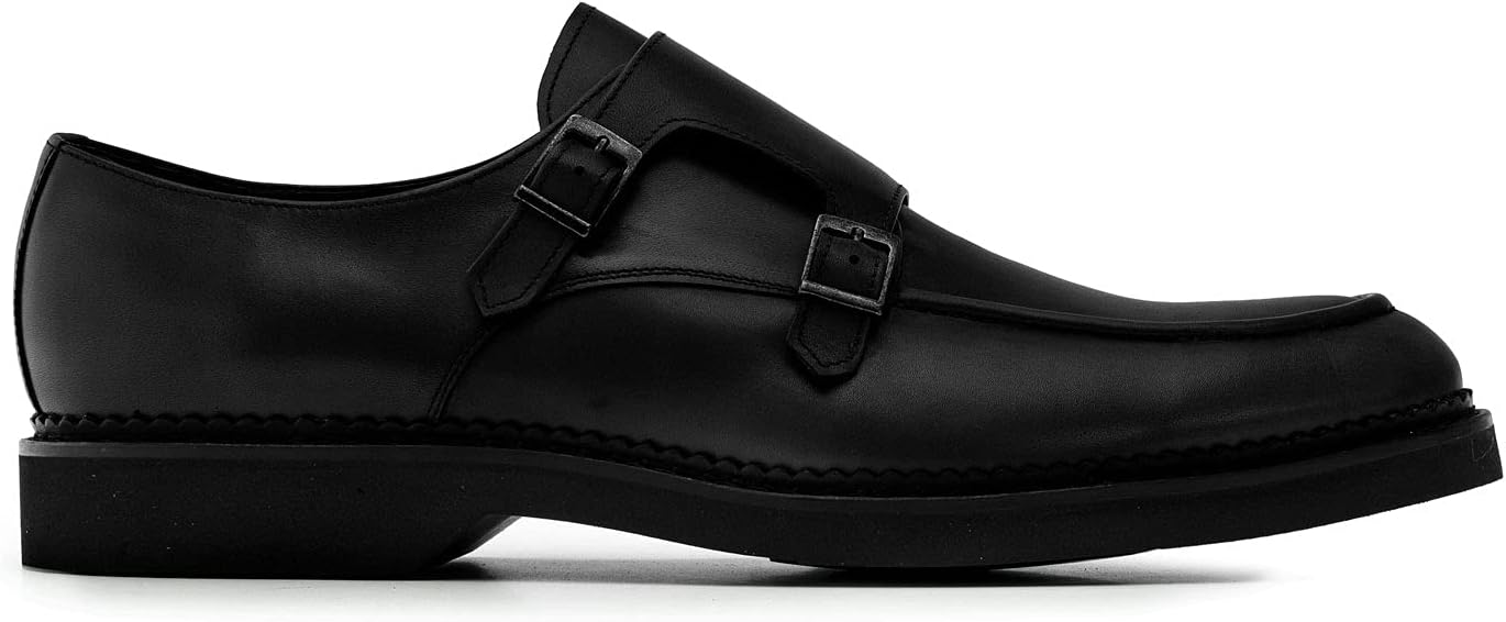 Chaussures habillées de style monk pour hommes et jeunes - 21221 - Chaussures habillées en cuir de haute qualité - Fermeture à boucle - Grandes pointures EU 47 à EU 50 - MADE IN SPAIN 48 EU 21221 Noir