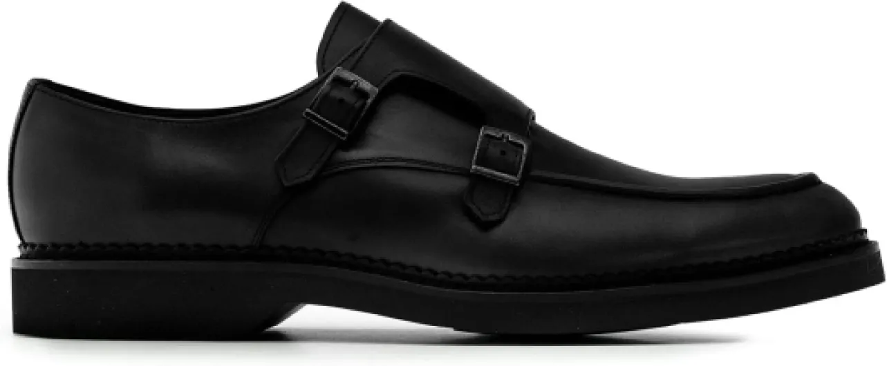 Chaussures habillées de style monk pour hommes et jeunes - 21221 - Chaussures habillées en cuir de haute qualité - Fermeture à boucle - Grandes pointures EU 47 à EU 50 - MADE IN SPAIN 48 EU 21221 Noir
